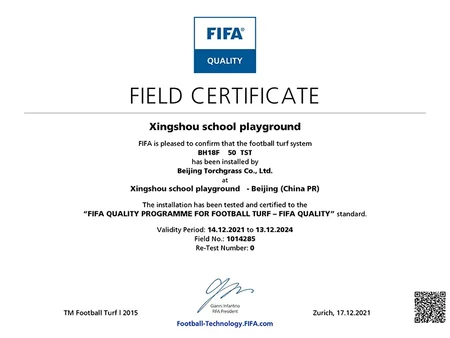 Xingshou School Playground - FIFA Certificate